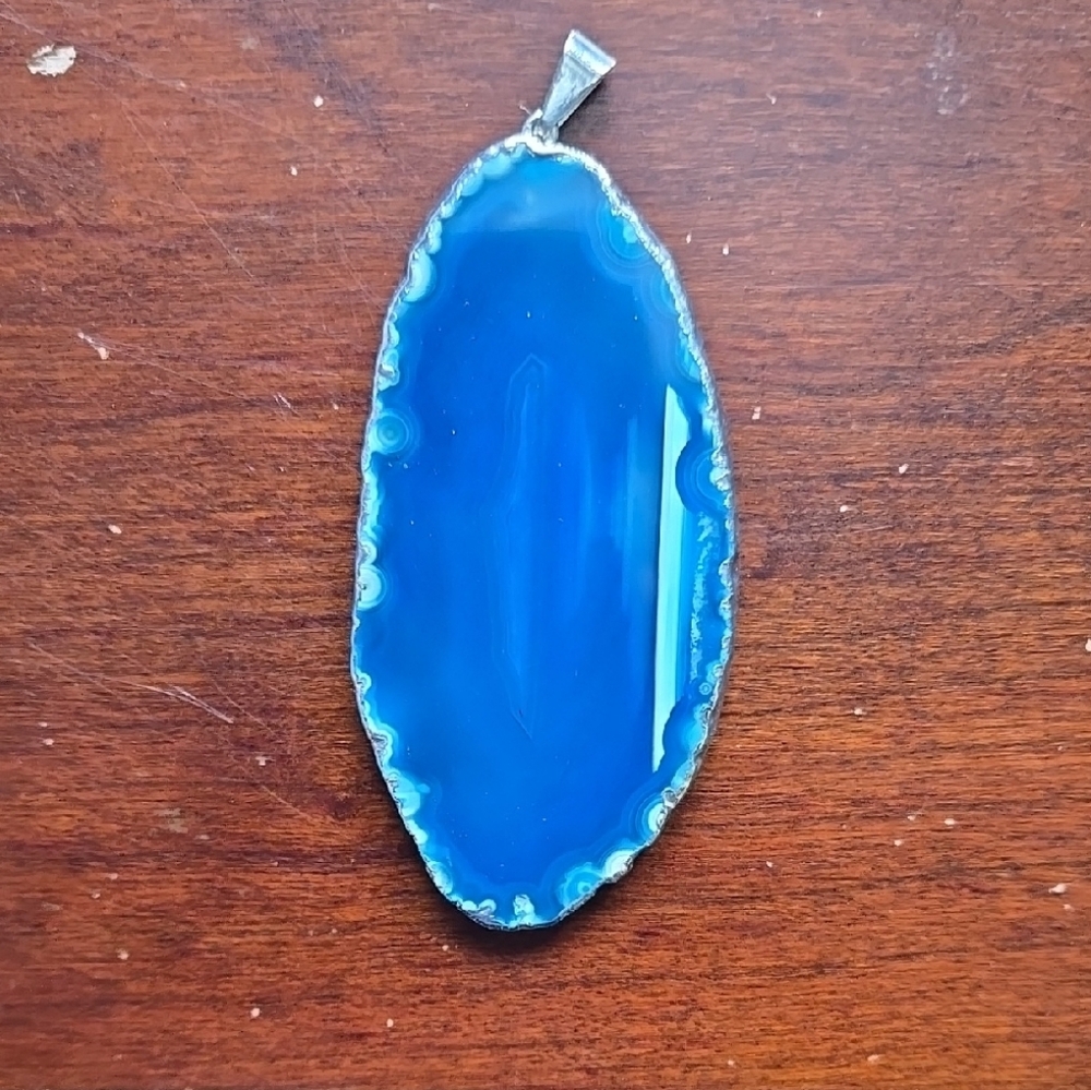 Blue Agate Pendant for Necklace